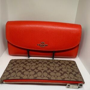 Coach Red Clutch and Brown Wallet Set. EUC